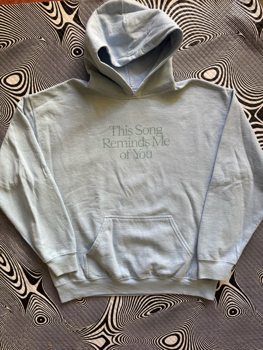 LONELY GHOST Light Blue Graphic Pullover Hoodie